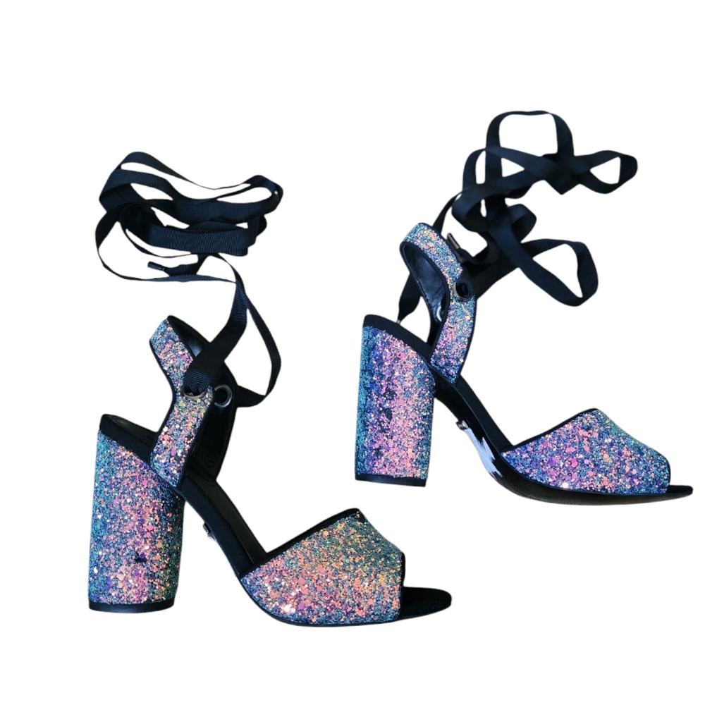 Topshop Black Glitter Heels